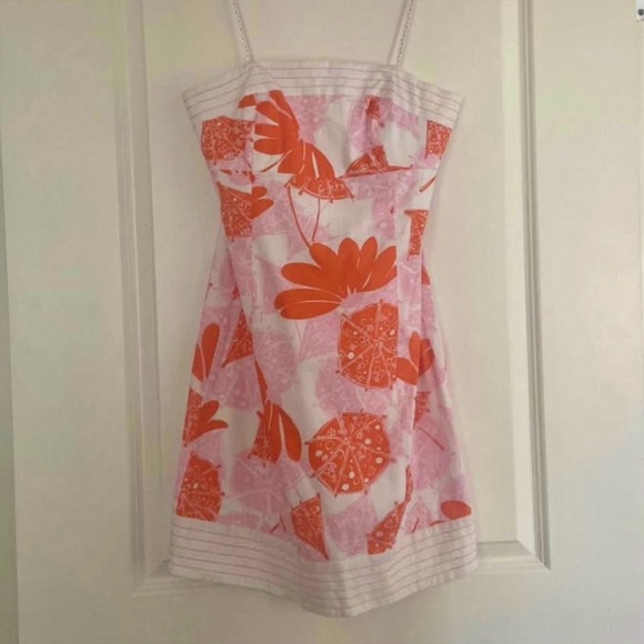 Vintage Lilly Pulitzer Floral Cotton No Slip Strapless Dress Sz 4 Like New - Picture 3 of 3